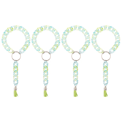 Платина 4шт. брелок на запястье акриловый панцирный брелок-браслет, с кисточкой из искусственной замши, для женщин и девушек, платина, 262 мм