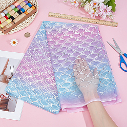 Разноцветный Сетчатая ткань из полиэстера, аксессуары для одежды для свадебного платья, узор из рыбьей чешуи, красочный, 1170x0.1 мм