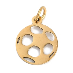 Настоящее золото 18K Ионное покрытие (ip) 304 брелоки из нержавеющей стали, с целью перехода в кольце, лазерная резка, футбольное очарование, реальный 18 k позолоченный, 14.5x12x1 мм, отверстие : 3 мм