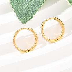 Золотой 304 серьги-кольца из нержавеющей стали с прозрачным кубическим цирконием, с 316 ушными шпильками из хирургической нержавеющей стали, ионное покрытие (ip), золотые, 13x1.5 мм