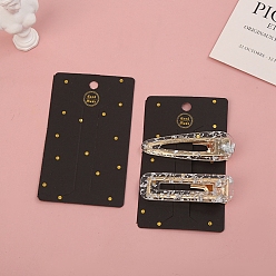 Black Paper Hair Clip Display Cards, Rectangle, Black, 10.5x6.3x0.04cm, Hole: 6mm