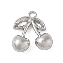 Нержавеющая Сталь Цвет 304 подвески из нержавеющей стали, вишня, цвет нержавеющей стали, 16x14.5x6 мм, отверстие : 1.8 мм