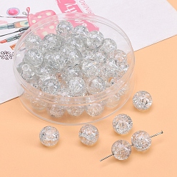 Гейнсборо 20прозрачные стеклянные бусины с кракле, круглые, светло-серые, 10 мм, отверстие : 1.5 мм