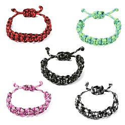 Mixed Color 5Pcs 7 Inner Cores Polyester & Spandex Cord Braided Bracelets for Men Women, Mixed Color, Inner Diameter: 1-3/4~3-1/4 inch(4.6~8.3cm)