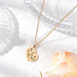 Сердце День матери 304 ожерелье из нержавеющей стали с подвеской, ожерелья-цепочки из латуни для женщин, золотые, мамино сердце, 15.67 дюйм (39.8 см), Кулон : 18.5x16.5 мм