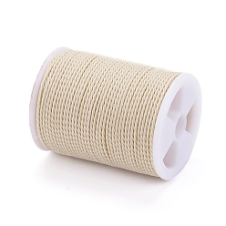 Antique White Round Waxed Polyester Cord, Taiwan Waxed Cord, Twisted Cord, Antique White, 1mm, about 12.02 yards(11m)/roll