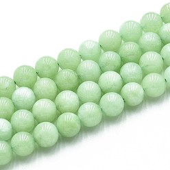 Нектар Природного кварца нитей бисера, окрашенные, круглые, имитация мьянманского нефрита/бирманского нефрита, нектар, 8~8.5 мм, отверстие : 0.9~1 мм, около 45~47 шт / нитка, 14.96~15.35 дюйм (38~39 см)