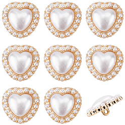 Морская Ракушка 15шт. шт. пуговицы из сплава, с абс пластмассовыми жемчужными бисером, сердце, цвет морской раковины, 21.5x22.5x11 мм, отверстие : 2.5 мм