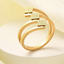 Настоящее золото 18K Текстурированный ромб 304 перстень из нержавеющей стали для женщин, ионное покрытие (ip), реальный 18 k позолоченный, внутренний диаметр: 17 мм