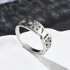 Нержавеющая Сталь Цвет 304 женские кольца из нержавеющей стали с кубическим цирконием, сердце, цвет нержавеющей стали, 7 мм, внутренний диаметр: 18 мм