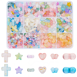 (52) Непрозрачная лаванда 470 шт. 6 стили градиентных цветов прозрачные акриловые бусины, разнообразные, разноцветные, 3~16x6~12.5x3.5~6.5 мм, отверстие : 1.5~2.5 мм