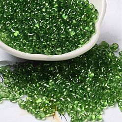 Green Baking Glass Seed Beads, Peanut, Green, 5.5~6x3~3.5x3mm, Hole: 1~1.2mm