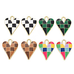 (52) Непрозрачная лаванда Стойки обшивки сплава эмали подвески, без кадмия, без никеля и без свинца, сердце, золотой свет, разноцветные, 34.5x25.5x4 мм, отверстие : 3.5 мм
