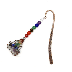 Смешанные камни Закладки с подвеской из натуральных смешанных драгоценных камней, Закладки из сплава на тему чакра-йоги для книголюба, 120 мм