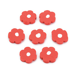 Red Handmade Polymer Clay Cabochons, Polymer Clay Slices for Resin Crafts & DIY Projects, Flower, Red, 9~10x9~10x2mm, about 5800pcs/1000g