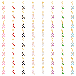 (52) Непрозрачная лаванда 8 наборы лент для информирования сплав эмаль подвеска украшения, подвески из сплава с застежками-лобстерами, подвески-клипсыдля брелка, кошелек, украшение для рюкзака, разноцветные, 32 мм, 8 шт / комплект