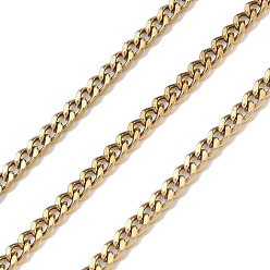 Настоящее золото 18K 304 из нержавеющей стали обуздать цепи, ионное покрытие (ip), без никеля , несварные, с катушкой, реальный 18 k позолоченный, 3.5x2.5x1 мм, около 32.81 футов (10 м) / рулон