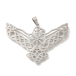 Нержавеющая Сталь Цвет 304 подвески из нержавеющей стали, лазерная резка, орел с узлом Троицы, цвет нержавеющей стали, 30x45x1.5 мм, отверстие : 6x3 мм