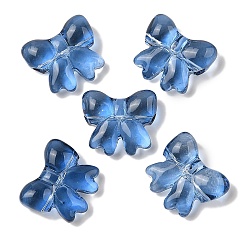 Синий Прозрачная аэрозольная краска стеклянные шарики, бантом, синие, 15.5x17.5x7.5 мм, отверстие : 1.4 мм