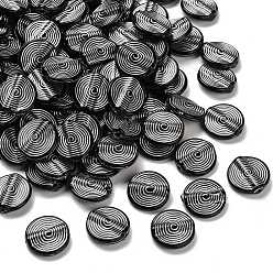 Черный Непрозрачные акриловые бусины, серебристого металла, обвитыми, плоско-круглые, чёрные, 16.5x16x5 мм, отверстие : 1.8 мм, Около 724 шт / 500 г