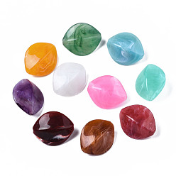 Mixed Color Acrylic Beads, Imitation Gemstone Style, Rhombus, Mixed Color, 29.5x24.5x14.5mm, Hole: 2mm, about 120pcs/500g
