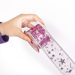 Камелия 10 Ленты из органзы с рождественским принтом, аксессуары для одежды, горячее тиснение музыкальной ноты и звезды, камелия, 2 дюйм (50 мм), около 10.94 ярдов (10 м) / рулон