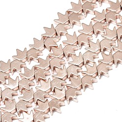 Rose Gold Plated Electroplate Non-magnetic Synthetic Hematite Beads Strands, Crown, Rose Gold Plated, 6.5x8x3mm, Hole: 1mm, about 82~84pcs/strand, 14.96 inch~15.75 inch(38~40cm)