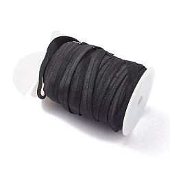 Black (Defective Closeout Sale: Defective Spool), Flat Elastic Rope Cord, Heavy Stretch Knit Elastic with Spool, Black, 15.5mm, about 82.02 yards(75m)/roll