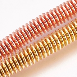 (52) Непрозрачная лаванда Гальванизировать немагнитных синтетический гематит бисер пряди, Heishi бусы, Диск / плоские круглые, позолота и розовое золото, 6x1 мм, отверстие : 1 мм, около 278~290 шт / нитка, 15.5 дюйм ~ 15.9 дюйм