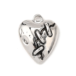 Античное Серебро Сплавочные подвески тибетского стиля, сердце прелести, античное серебро, 19x15x5 мм, отверстие : 1.6 мм