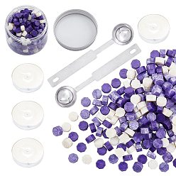 (52) Непрозрачная лаванда Наборы частиц сургуча для печати в стиле ретро, с ложкой из нержавеющей стали, свеча, пластиковые пустые контейнеры, разноцветные, 307 шт / комплект
