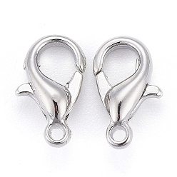 Platinum Zinc Alloy Lobster Claw Clasps, Parrot Trigger Clasps, Cadmium Free & Lead Free, Platinum, 10x6mm, Hole: 1mm