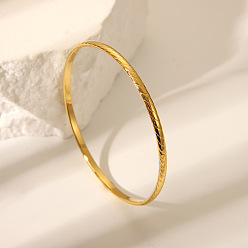 Настоящее золото 18K Винтажный 304 браслет из нержавеющей стали для женщин, реальный 18 k позолоченный, внутренний диаметр: 2-3/4 дюйм (6.84 см)