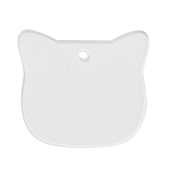 Cat Shape Прозрачные акриловые заготовки подвески, форма кошки, 45x50x1.5 мм, отверстие : 3 мм