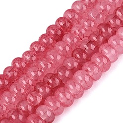 Indian Red Imitation Jade Crackle Glass Beads Strands, Rondelle, Indian Red, 8x5mm, Hole: 1~1.6mm, about 70~79pcs/strand, 13.19~15.35 inch(33.5~39cm)