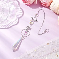 Прозрачный АВ Сплав планета луна подвесные украшения, Стеклянные конусообразные ловцы солнца с кисточками для украшения сада на открытом воздухе, ясно AB, 340 мм