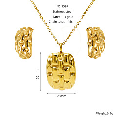 Rectangle 304 подвески и серьги-гвоздики из нержавеющей стали, золотые, прямоугольные, 25x15 мм и 450 мм