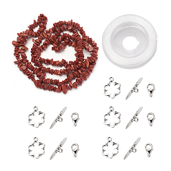 Goldstone DIY Bracelets Necklaces Jewelry Sets, Synthetic Goldstone Chips Beads Strands, Toggle Clasps, Lobster Claw Clasps and Elastic Wire, 12.6x10.6x2.1cm