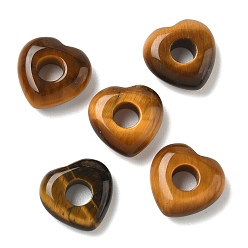 Тигровый глаз Натуральный тигровый глаз европейский бисер, сердце крупные бусины отверстие, 15x15~15.5x4.5~5 мм, отверстие : 6 мм