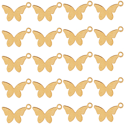 Золотой 30шт. подвески из нержавеющей стали, очарование бабочки, золотые, 6.5x10x1 мм, отверстие : 1 мм
