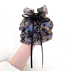 Cornflower Blue Plastic Claw Hair Clips, with Cloth Bowknot, Cornflower Blue, 260x150mm