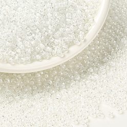 (RR1104) Хрустальный с Белой Подкладкой Миюки круглые бусины рокайль, японский бисер, (rr 1104) белый кристалл, 8/0, 3 мм, отверстие : 1 мм, Около 2111~2277 шт / 50 г