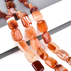 Шоколадный Природный агат бисер нитей, окрашенные, прямоугольные, цвет шоколада, 17~19x13~14x5~6.5 мм, отверстие : 1 мм, около 22 шт / нитка, 15.55~15.75 дюйм (39.5~40 см)