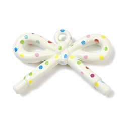 Разноцветный Непрозрачные печатные акриловые подвески, бантом, красочный, 34x48x9 мм, отверстие : 3.3 мм