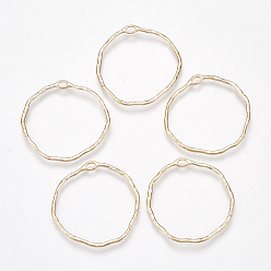 Light Gold Alloy Pendants, Ring, Light Gold, 35~36x34~35x1.5mm, Hole: 3x1.5mm