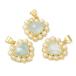 Аквамарин Подвески из натурального аквамарина, ограненные сердце прелести, с ионным покрытием (IP) латунными выводами и пластиковыми шариками, реальный 14 k позолоченный, 18~18.5x17.5~18x5.5~6.8 мм, отверстие : 4.5x3.5 мм