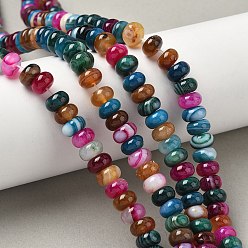 (52) Непрозрачная лаванда Натуральные полосатые агатовые бусы, окрашенная и подогревом, рондель, класс А, разноцветные, 8~8.5x5 мм, отверстие : 1 мм, около 76~77 шт / нитка, 14.76~14.96 дюйм (37.5~38 см)