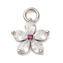 Платина Латунные микро проложить кубического циркония подвески, , стойки покрытие, долговечный, без кадмия и без свинца, платина, 14x11x3 мм, отверстие : 2.5 мм