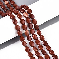 Красный Камень Натуральные красные яшмы бусы пряди, Плоско-овальные, 8x6x4 мм, отверстие : 0.8 мм, около 48~49 шт / нитка, 14.88~15.16'' (37.8~38.5 см)