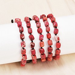 Имперская яшма Браслеты из плетеных бусин из натуральной окрашенной императорской яшмы для мужчин и женщин, внутренний диаметр: 2 дюйм (5 см) ~ 3-3/8 дюйм (8.55 см)